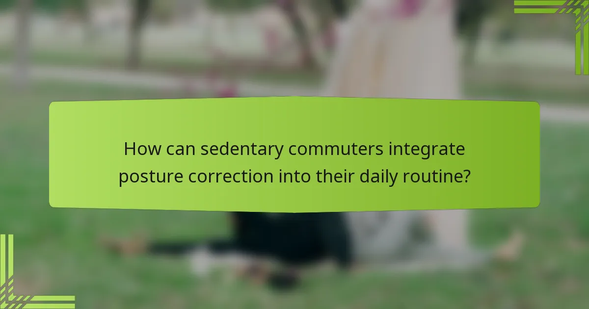 How can sedentary commuters integrate posture correction into their daily routine?