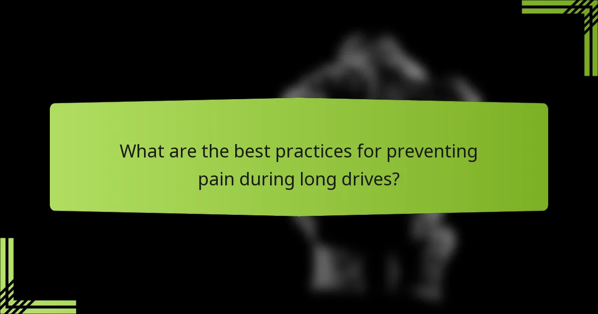 What are the best practices for preventing pain during long drives?
