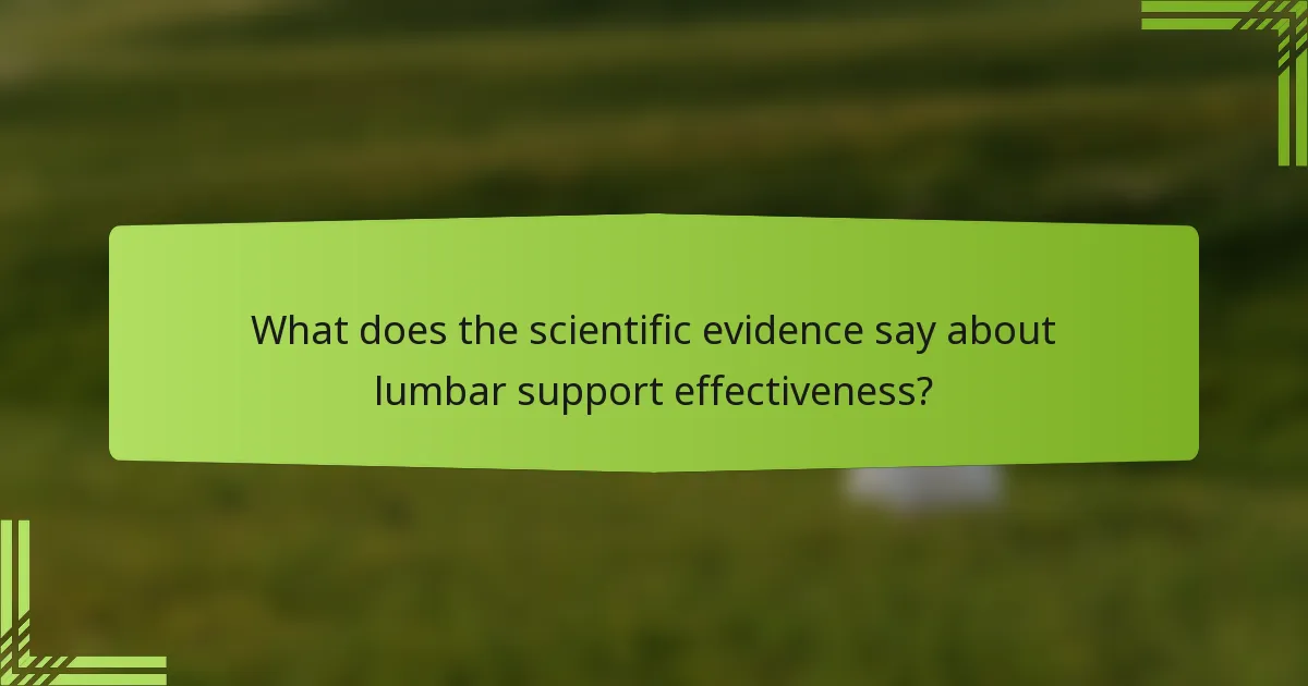 What does the scientific evidence say about lumbar support effectiveness?