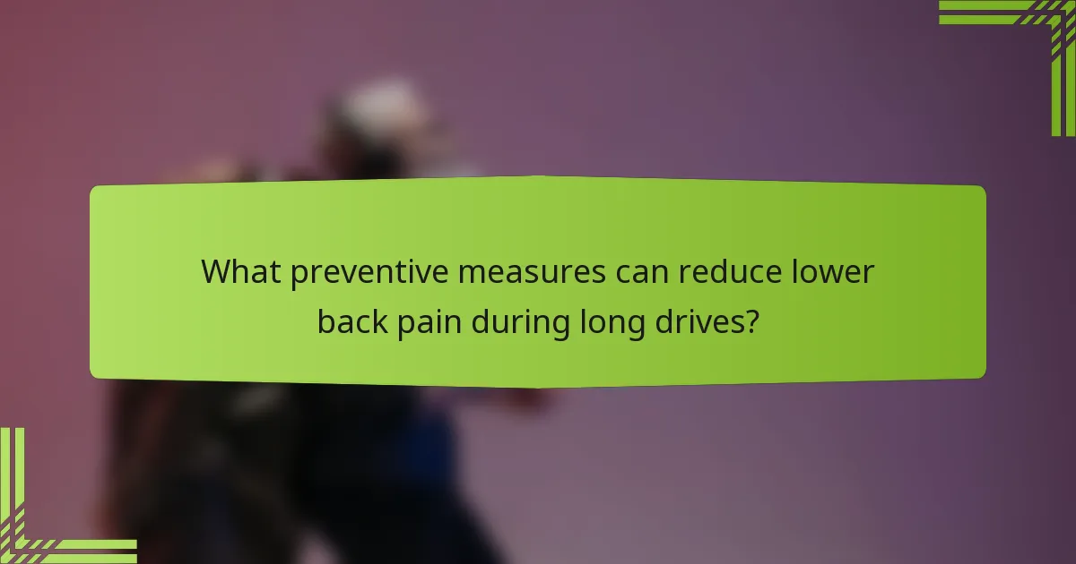 What preventive measures can reduce lower back pain during long drives?